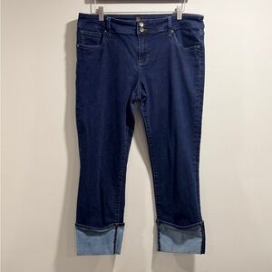 Kut from the Kloth Women's Dark Blue Cuffed Ankle Jeans Size 16